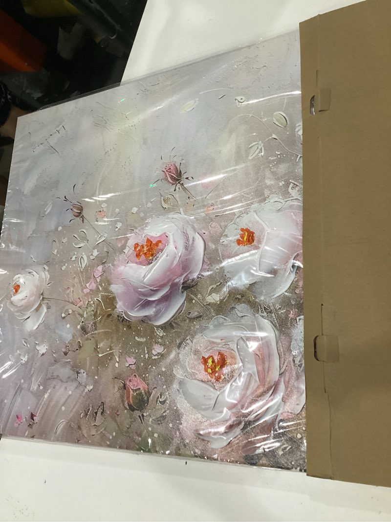 Condition photo showing New/Like New for acocifi bloosom floral canvas wall art 48"x24" nature flower painting, textured pink peony landscape picture, impression style, artwork framed for living room bedroom dining room home office 48"l x 24"w pink flowers
