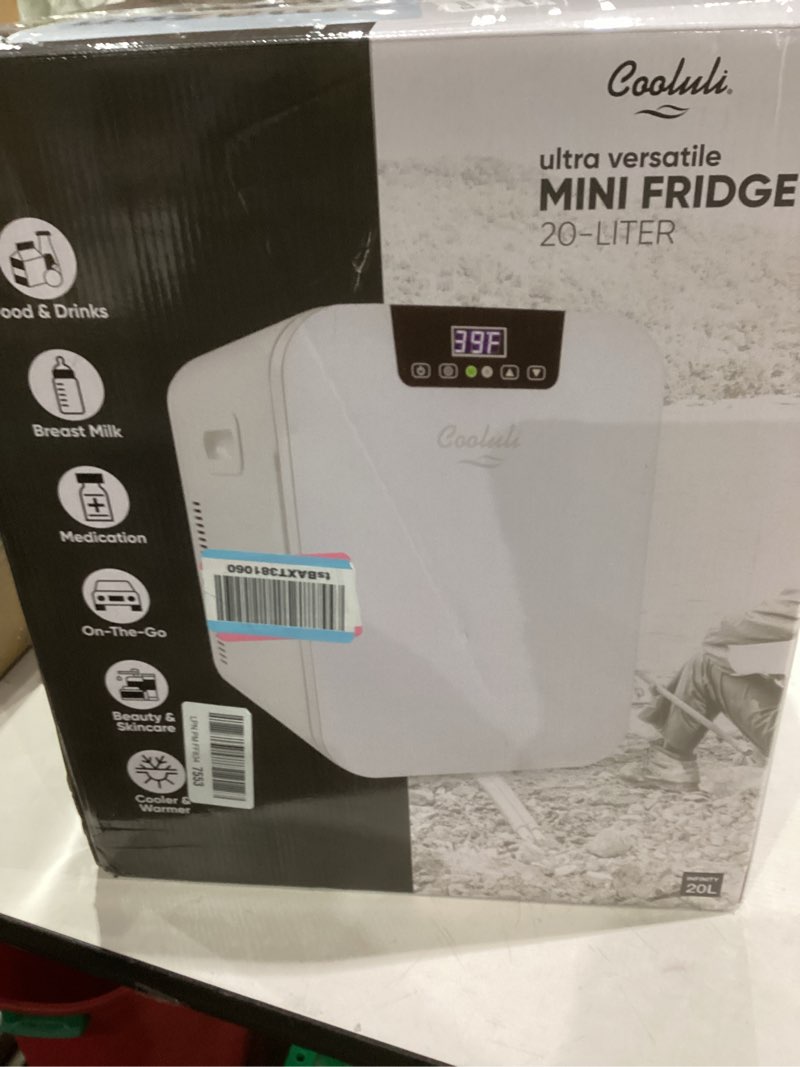 Condition photo showing Good Condition for Cooluli 20 Liter Mini Fridge with Temperature Control - White Thermoelectric Cooler and Warmer for Bedroom, Office, Car, Dorm 21.1 Quarts White