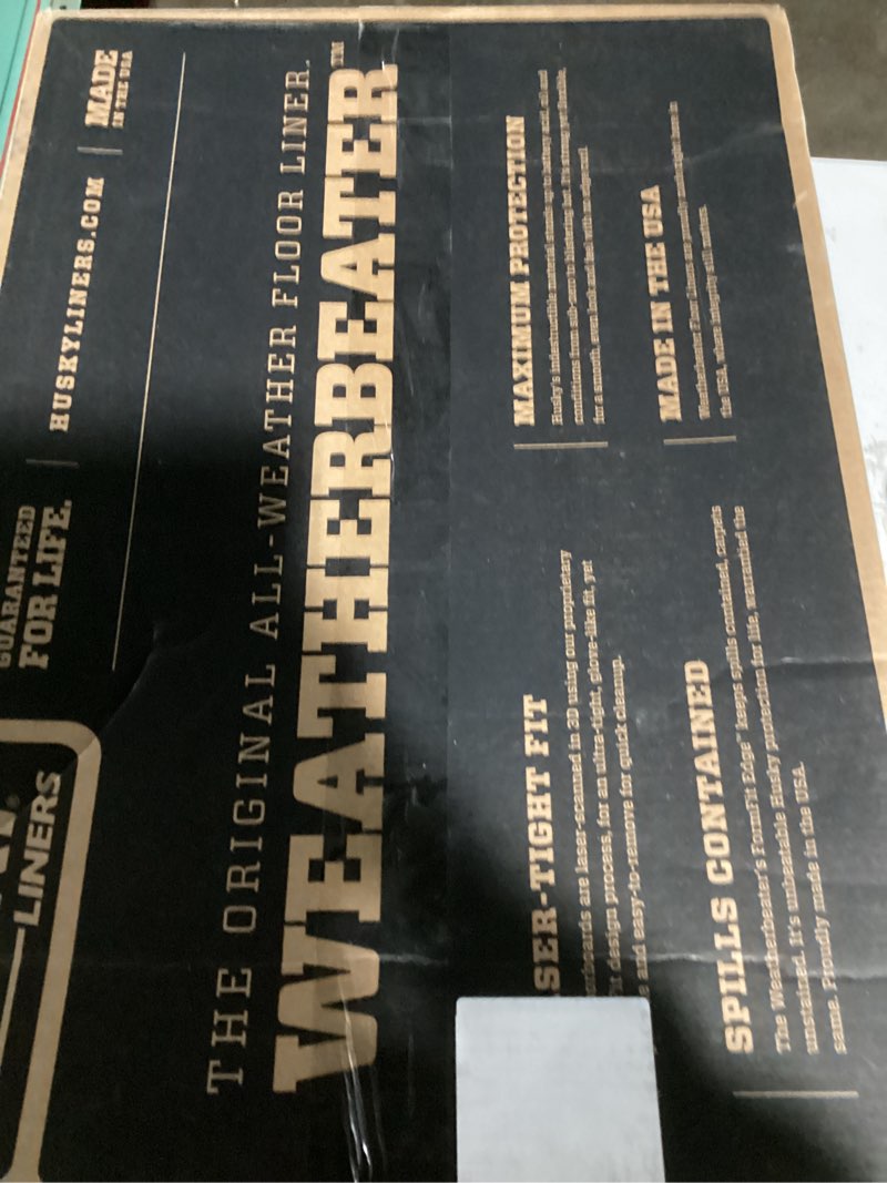 Condition photo showing As Is for husky liners weatherbeater floor mats | fits 2017-2024 nissan titan crew cab only; 2016-2024 titan xd crew cab only, (17-19 extended cab only) | front row, 2-pc black - 13601 weatherbeater front row black