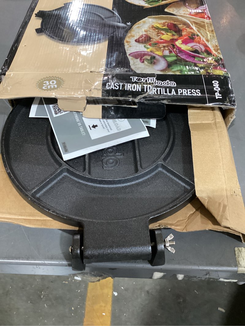 Condition photo showing New/Like New for tortillada – premium tortilla press cast iron with recipes e-book (12 inch) 12 inches