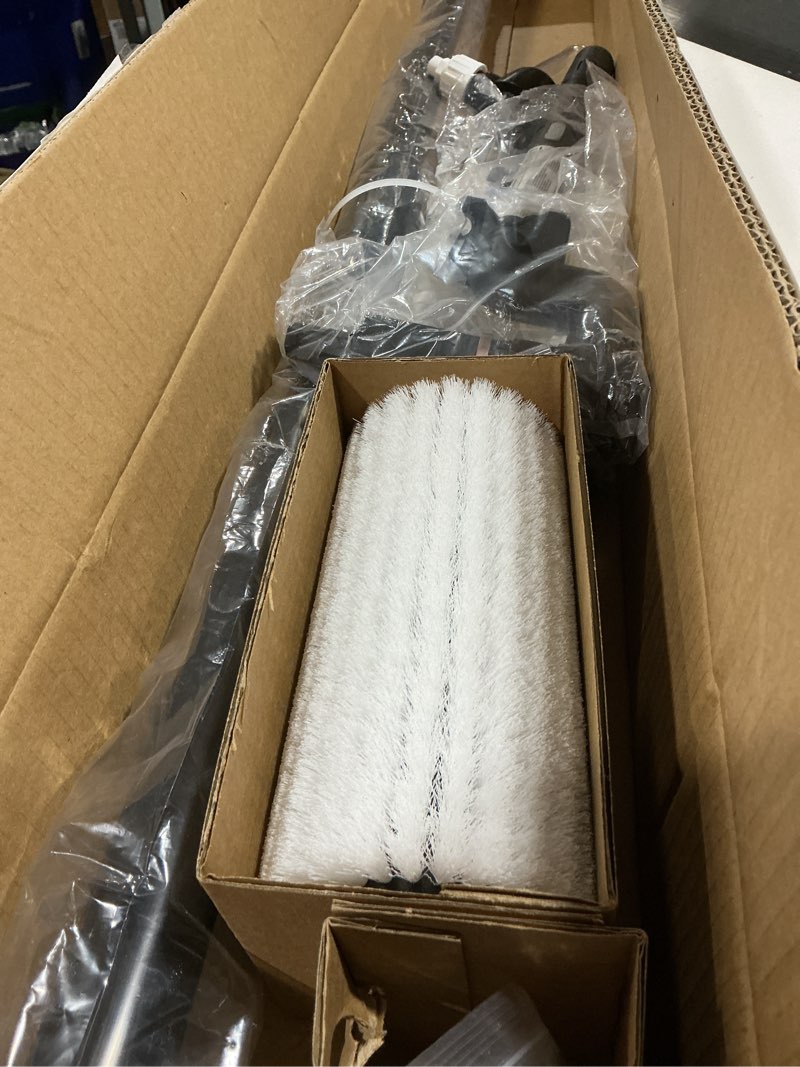 Condition photo showing As Is for Electric Solar Panel Cleaning Kit, 20FT Solar Panel Cleaning Brush and Pole with Soap Dispenser, Telescopic Water Fed Pole, 100Mins Runtime, Window Washing Cleaner Tool for Solar Panel, Roof (Black)