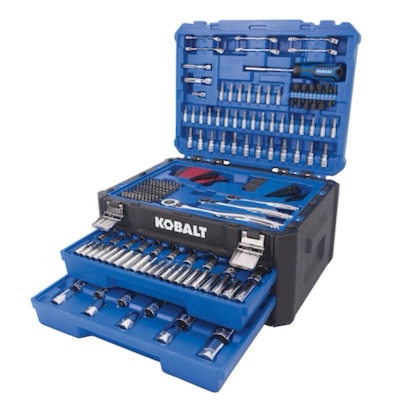 kobalt 302 -piece metric and standard (sae) mechanics tool set with hard case