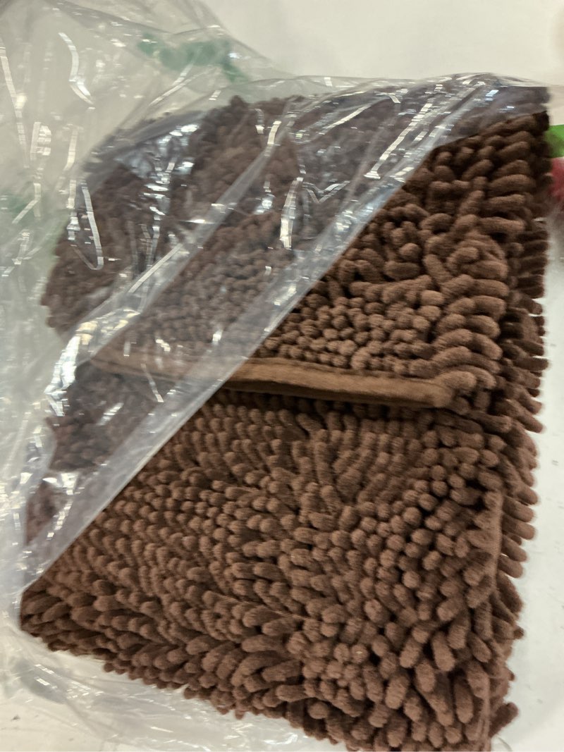 Condition photo showing As Is for OLANLY Bathroom Rugs 47x20, Extra Soft Absorbent Chenille Bath Rugs, Rubber Backing Quick Dry, Machi