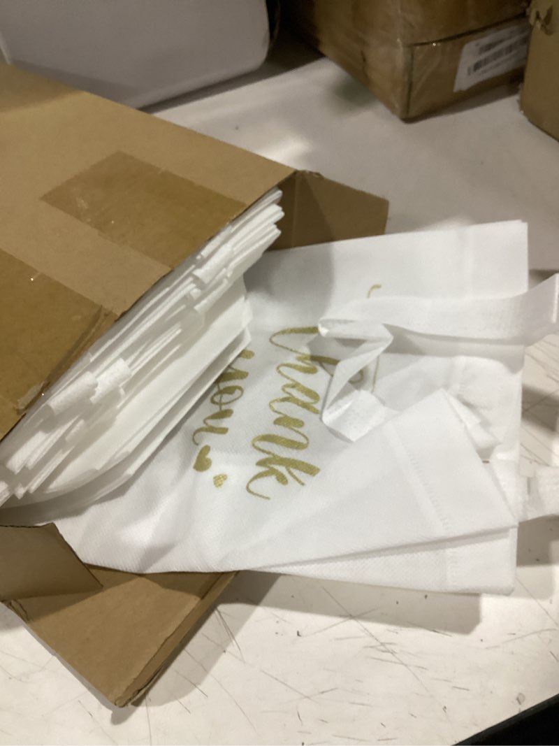 Condition photo showing Good Condition for sweetude 30 pcs thank you gift bags with handles, reusable non woven foldable goodie bags bulk for graduation easter wedding bridesmaid favors(10 x 8 x 4 inch,white) white 10 x 8 x 4 inch