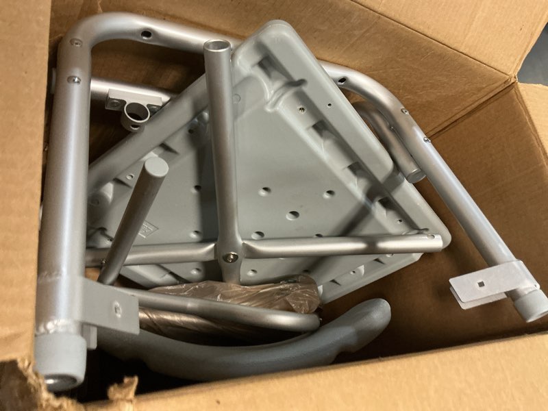 Condition photo showing As Is for medline heavy duty shower chair with back, bariatric bath chair, supports up to 650 lbs
