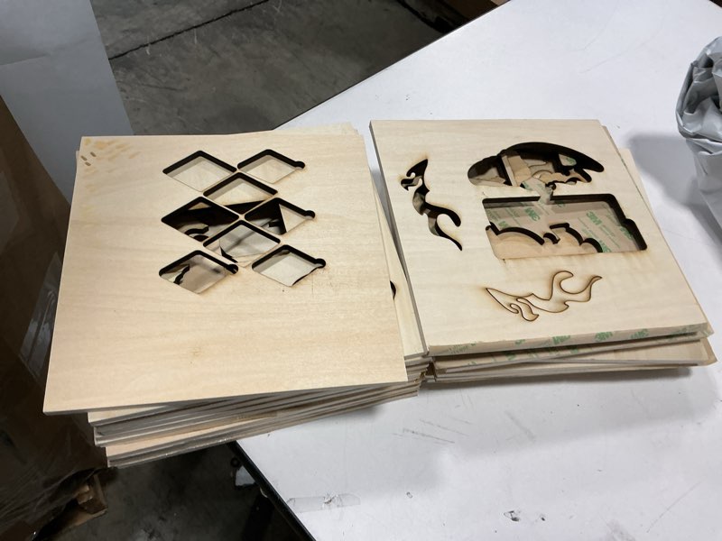 Condition photo showing Good Condition for 24 pack basswood sheets for crafts 16"x16"x1/8", 3mm thick plywood sheets board for craft, unfinished wood sheet for laser cutting & engraving, wood burining, painting, staining?architectural model 16"x16"x1/8"- 24 pack