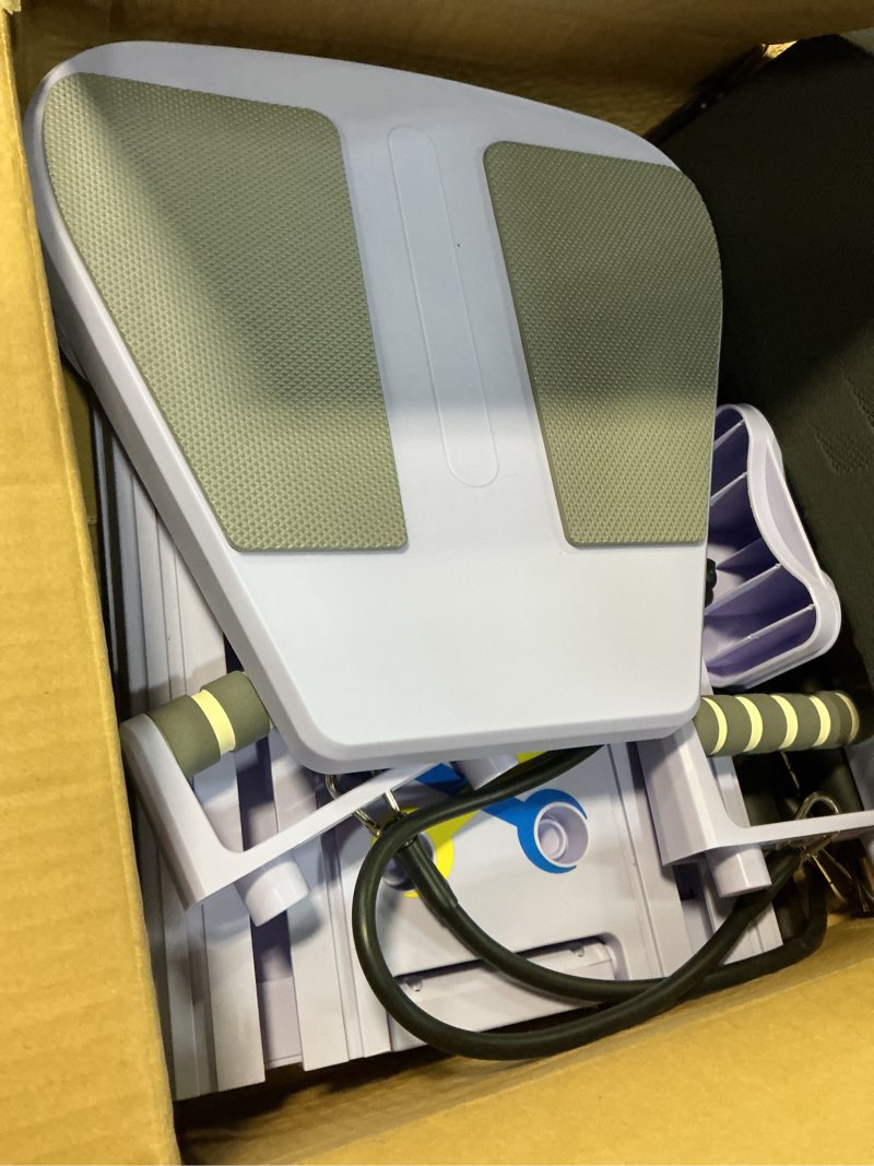 Condition photo showing As Is for Pilates Board,Foldable Pilates Reformer Equipment with Timer, Multi-Purpose Portable Pilates Reformer Machine Home Pilates Kit for Home Workout,Fitness,Exercise,Abs Purple