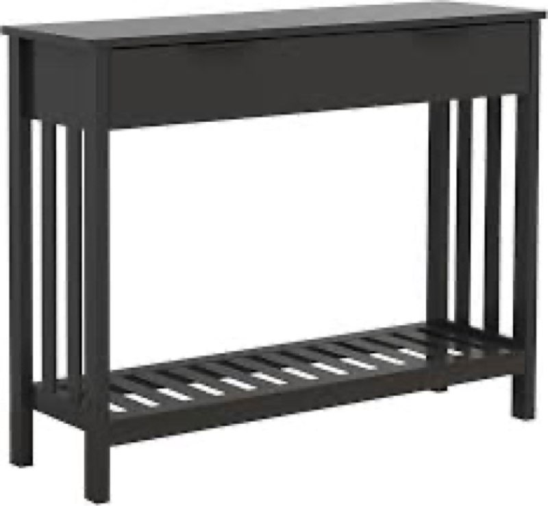 TaoHFE Black Entryway Table with Drawer Modern Wood Narrow Console Table with Storage Hallway Table 