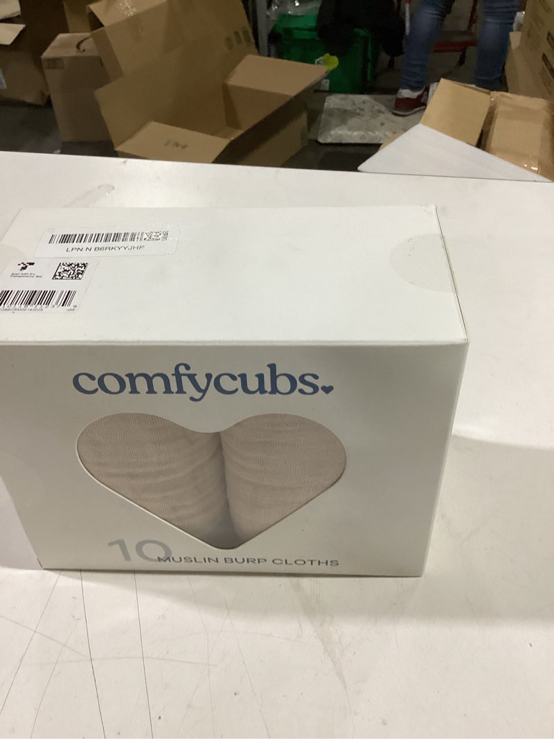 Condition photo showing New/Like New for comfy cubs muslin burp cloths large 100% cotton hand washcloths set for babies, baby essentials 6 layers extra absorbent and soft boys & girls baby rags for newborn registry (sand, 10-pack, 20" x10")