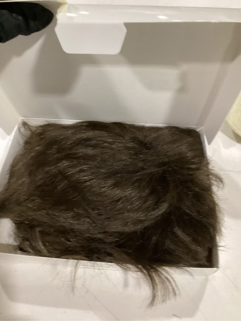 Condition photo showing New/Like New for mens brown wig short layered natural fluffy synthetic hair wig heat resistant halloween cosplay party music festival wigs for handsome male man brown--2