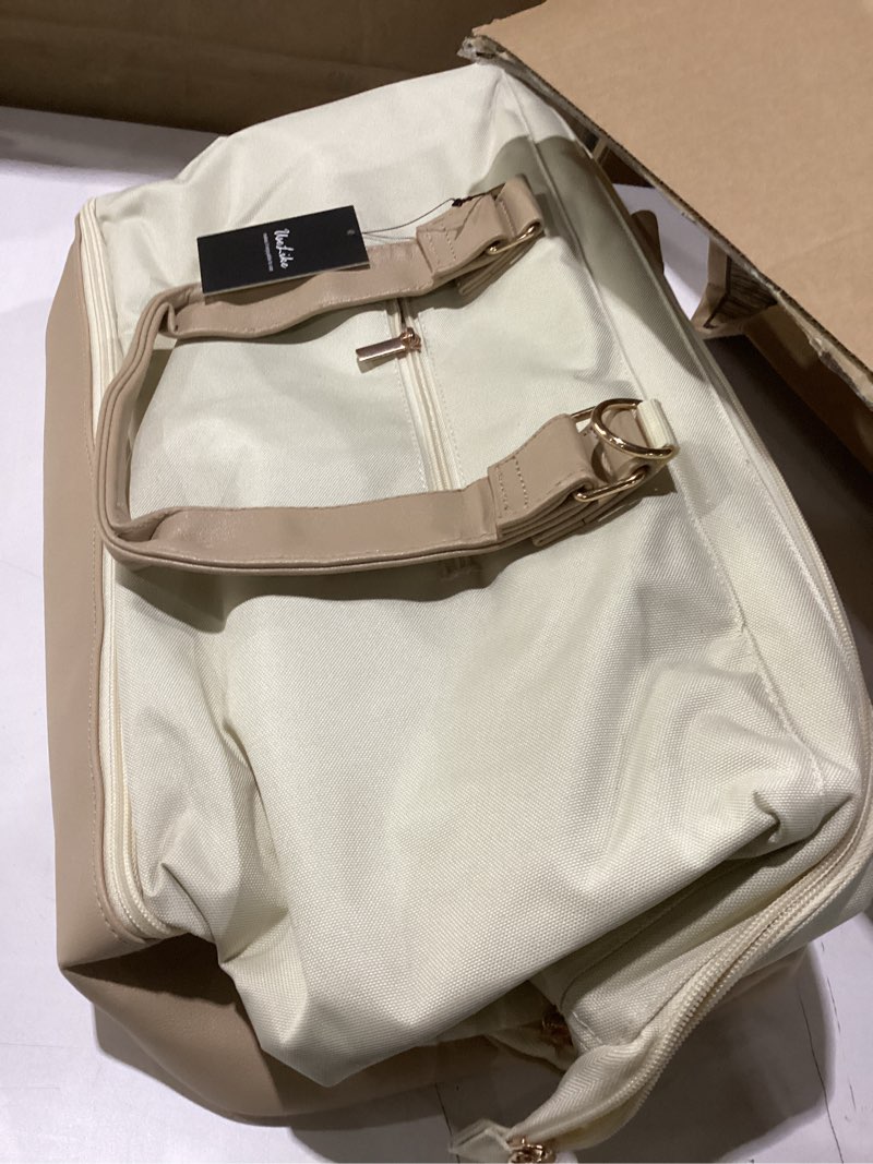 Condition photo showing Good Condition for weekender bags for women, large travel duffel bag with shoes compartment, carry on overnight tote bags with toiletry bag 45l-beige 45l