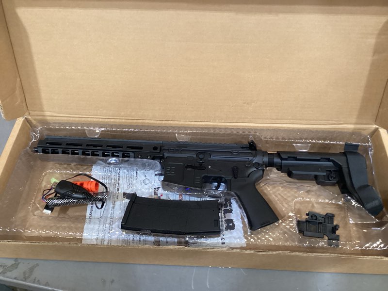 Condition photo showing New/Like New for emerbu pro-grade gel splatter ball blaster slr upgraded by emerbu - metal and nylon body - 7.4v high power - metal gearset - high speed motor - for ages 15+ adults(black)