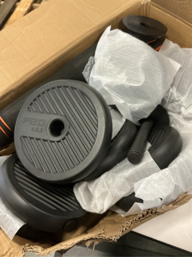 Condition photo showing Good Condition for FEIERDUN Adjustable Dumbbells, 20/30/40/45/70/90lbs Free Weight Set with Connector, 5 in1 Dumbbells Set Used as Barbell, Kettlebells, Push up Stand, Weight Plate, Fitness Exercises for Home Gym Suitable Men/Women D.45LB(22.5LB Pair)