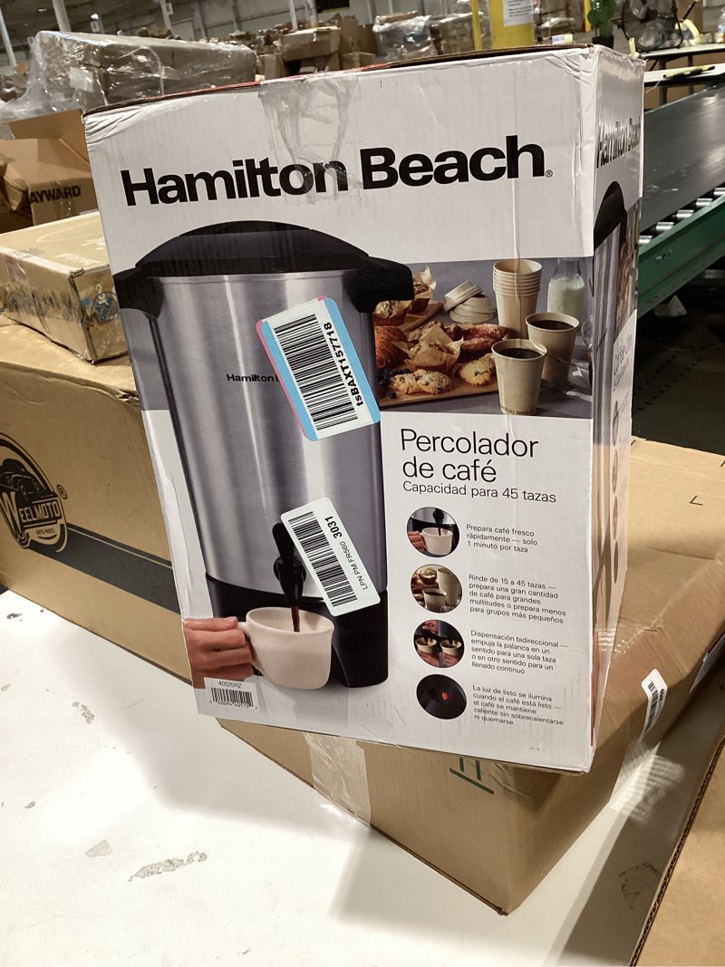 Condition photo showing Good Condition for hamilton beach 45 cup coffee urn and hot beverage dispenser, silver single-spout