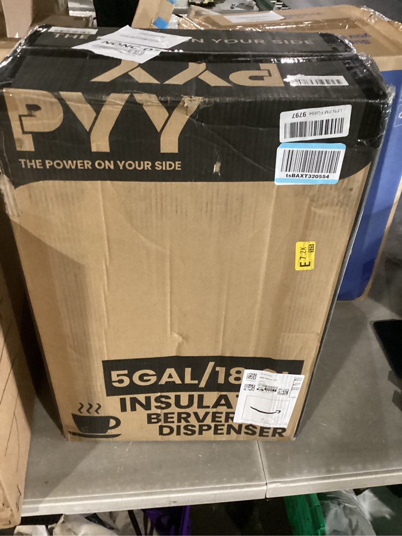 Condition photo showing New/Like New for pyy insulated beverage dispenser 5 gallon - hot and cold drink container with handles, thermal drink dispenser cooler server carrier for commercial catering black black 5 gallon