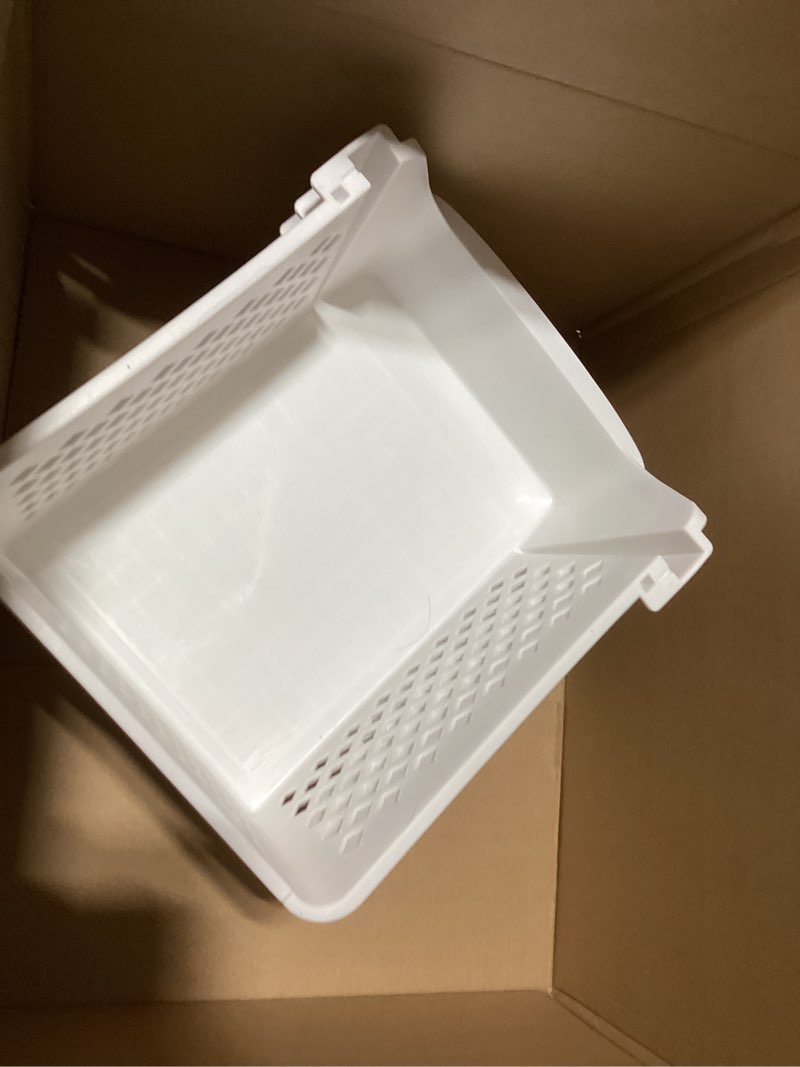 Condition photo showing As Is for TidyFriend Stackable Storage Bins for Pantry, 4 Pack Stackable Bins For Organizing Food, Kitchen, and Bathroom Essentials (White) White 4 Pack