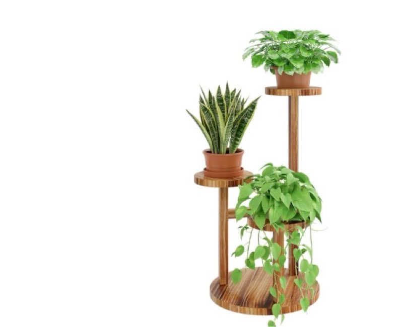 plant stand indoor 3 tier wood plant shelf for multiple plants, tall corner plant stand for outdoor round flower stand plant holder for living room patio garden balcony