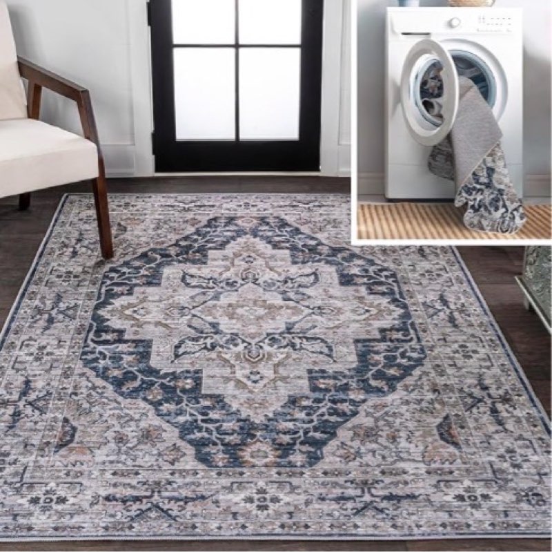 Product similar to the photo reference, JONATHAN Y Machine Washable Indoor Area Rug 3X5 Navy/Light Gray, Didim Boho Medallion for Living Room, Bedroom, Kitchen, Office, Easy-Cleaning, High Traffic, Pet-Friendly, Non-Shedding