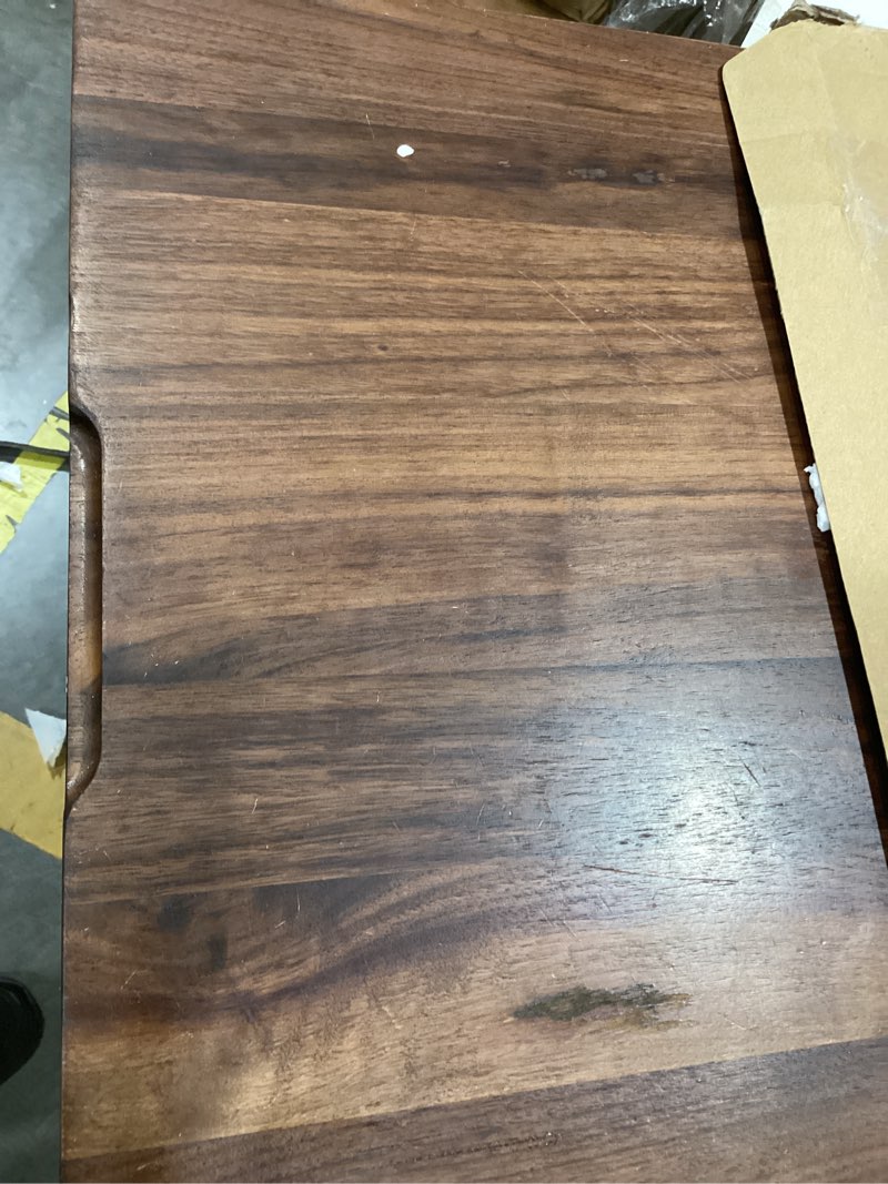 Condition photo showing As Is for walnut wood cutting board, end grain cutting boards for kitchen, woden chopping board with inner handle, reversible butcher block meal prep & serving with gift box, (black walnut) 17"×13"×1" black walnut 17"l x 13"w