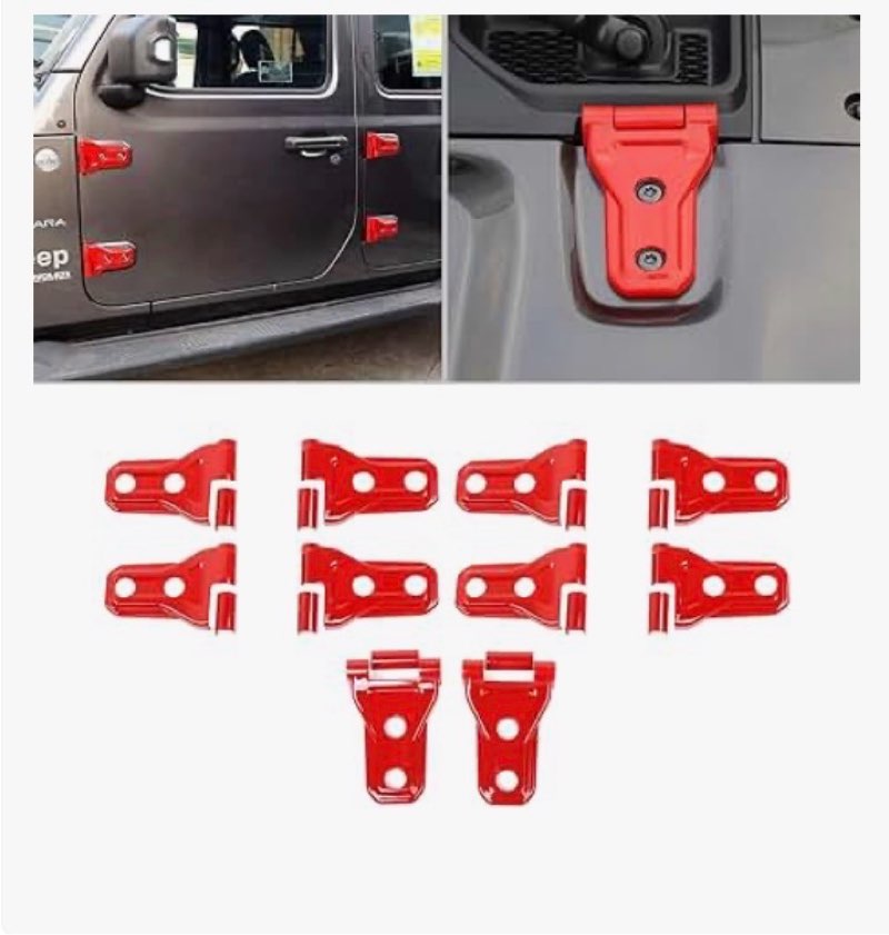 10PCS Door Hinge Cover & Hood Hinge Cover Trim Exterior Accessories for 2018-2024 Jeep Wrangler JLU 