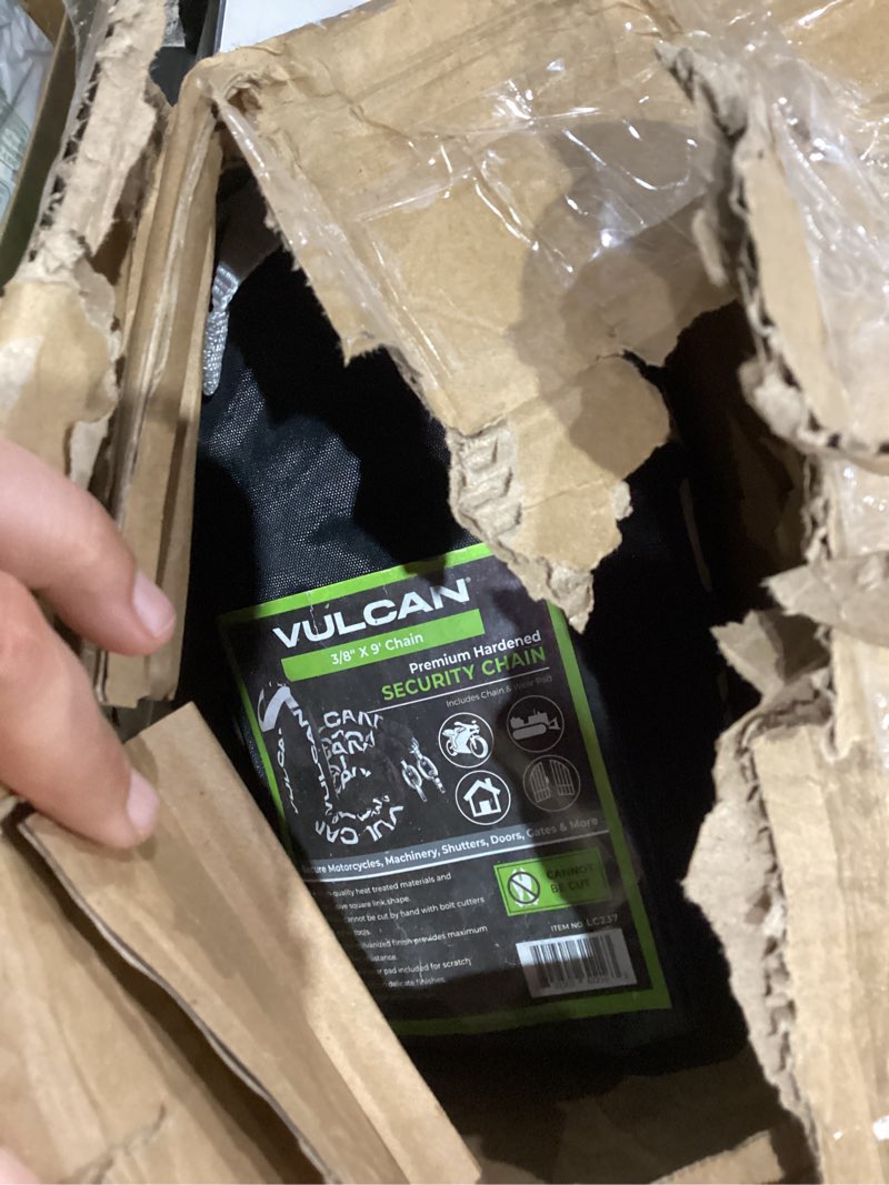 vulcan security chain - premium case-hardened - 3/8 inch x 9 foot (+/-2 inches) - chain cannot be cu