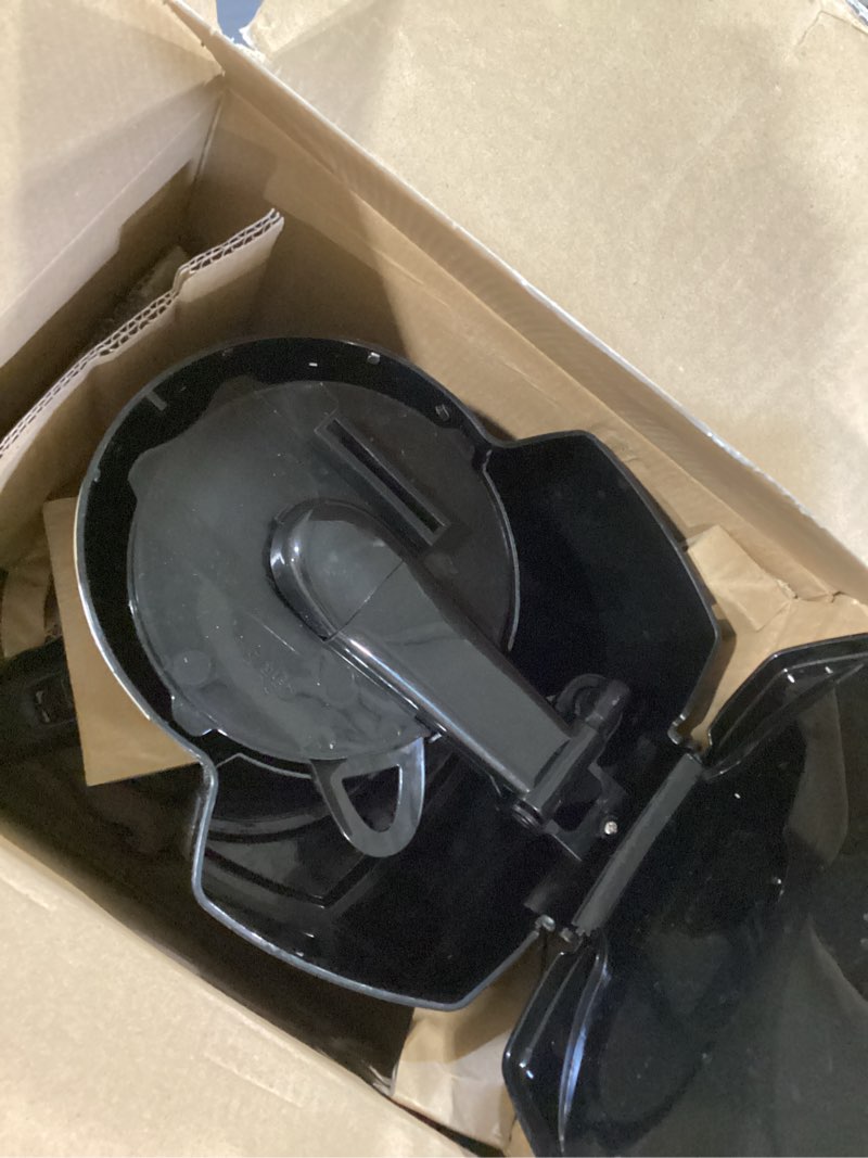 Condition photo showing As Is for black+decker 12-cup digital coffee maker, programmable, washable basket filter, sneak-a-cup, auto brew, water window, keep hot plate, black black coffeemaker