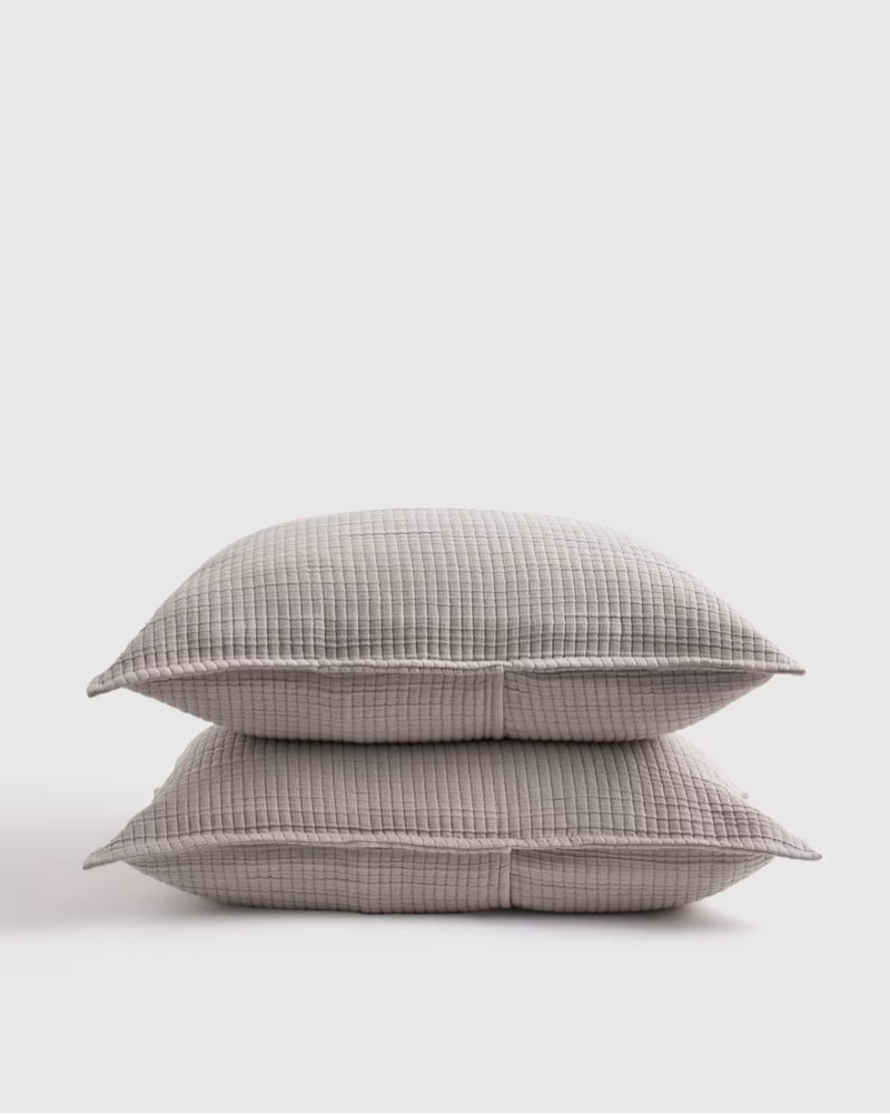 organic ribbed cotton shams color: light grey size: standard