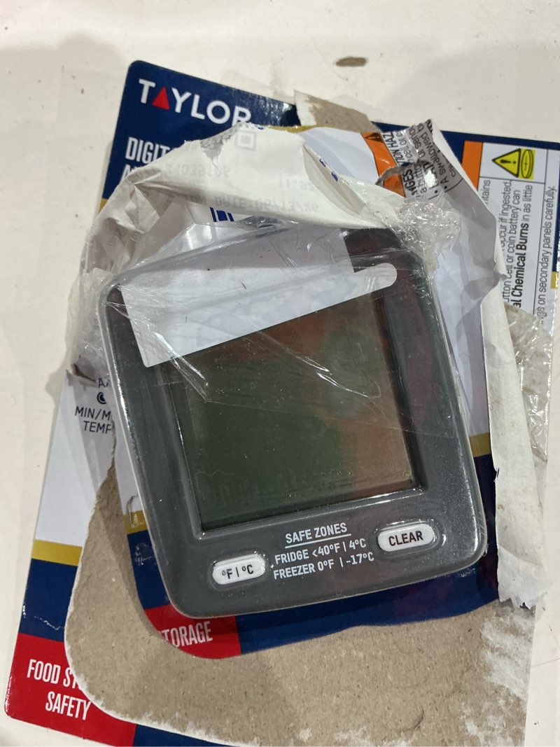 Condition photo showing As Is for taylor digital safety zone plastic appliance thermometer for refrigerators and freezers, black
