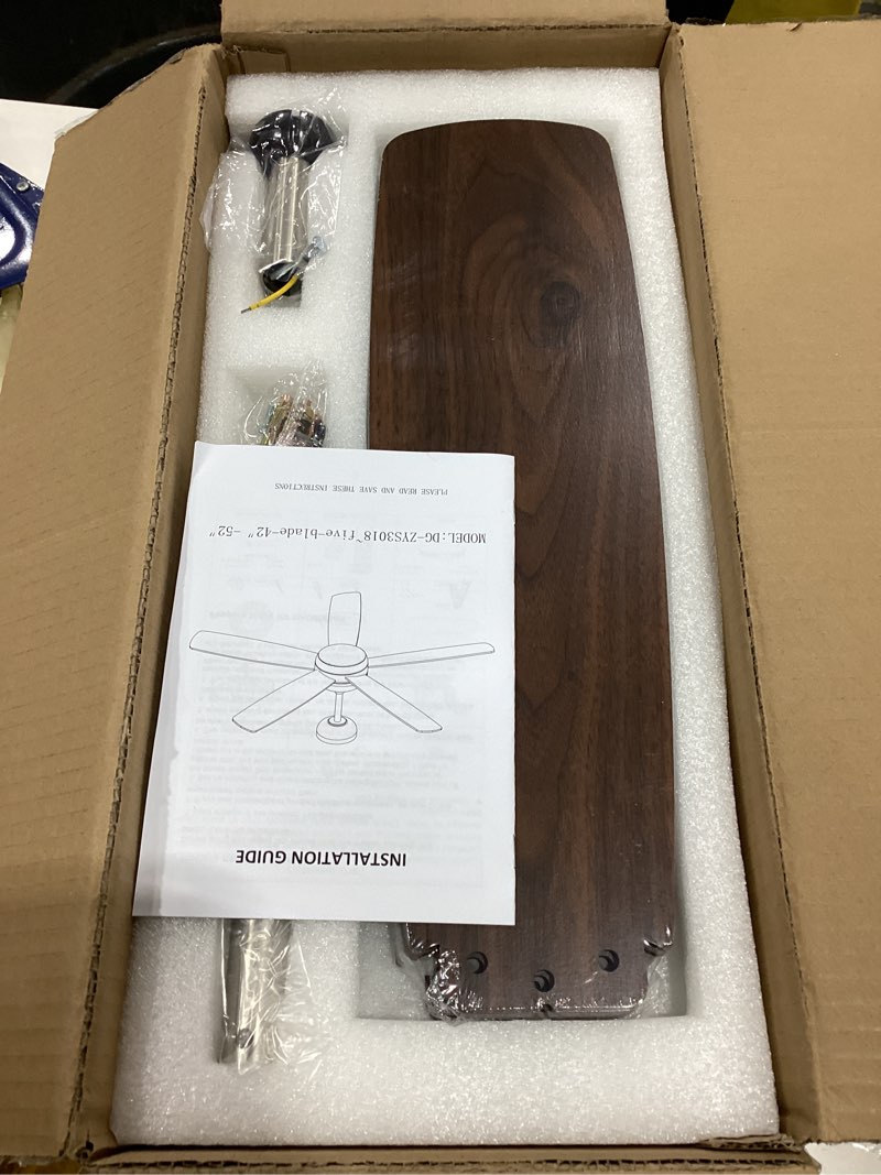Condition photo showing New/Like New for ceiling fans with lights, low profile ceiling fan with remote and app control, flush mount, dc reversible, 3 cct led dimmable, wood 5 blades, quiet ceiling fan for bedroom (brown, 42 inch) brown 42 inch