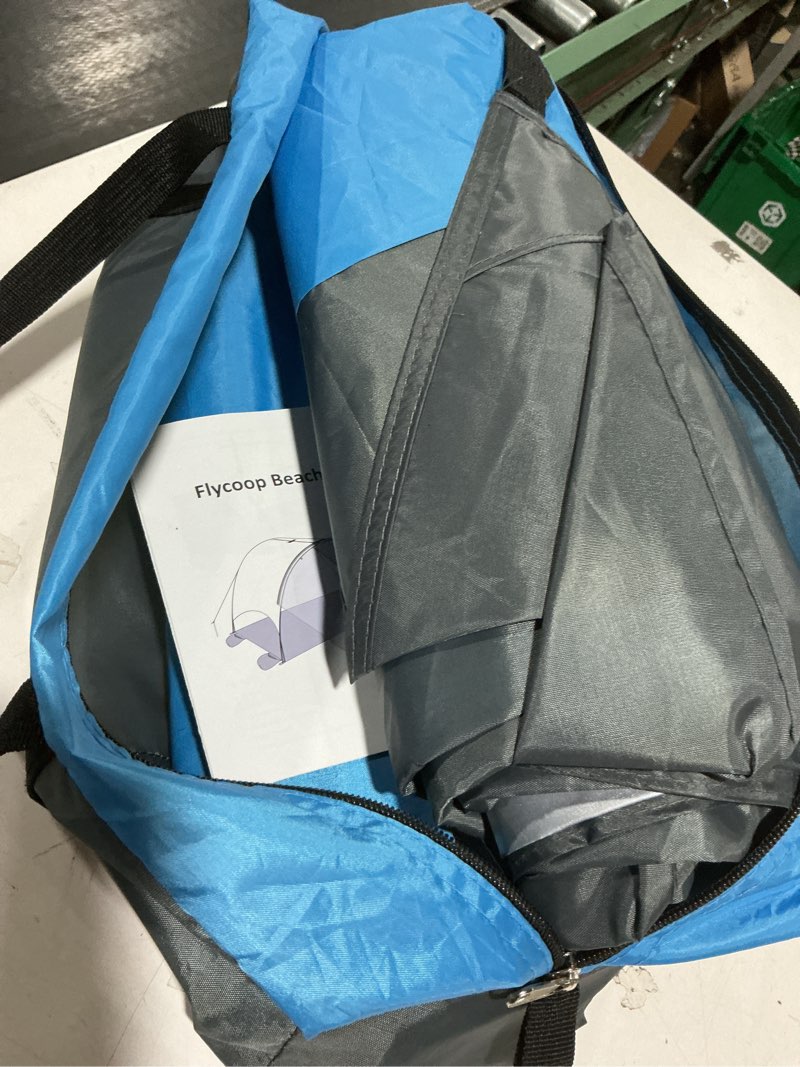 Condition photo showing Good Condition for 2026 upgraded beach umbrella canopy with upf 50+ uv protection – portable beach tent for sun, 360° ventilation, 4 sandbags, dual pockets, stakes & ropes, 90.5*59*53 inch for 3 people