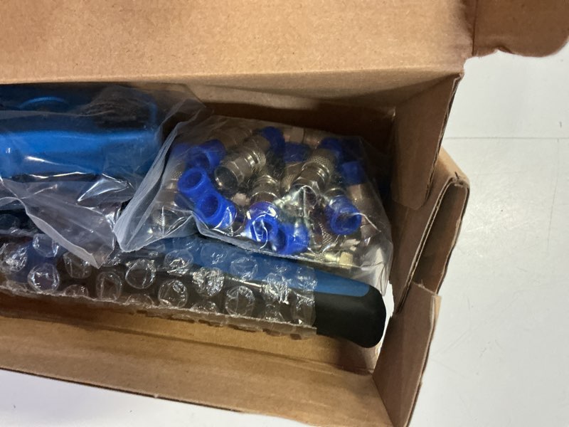 Condition photo showing New/Like New for coax cable crimping kit adjustable tool set coaxial cable crimping tool for rg59 rg6 f bnc rca with 20 pcs f compression connectors blue