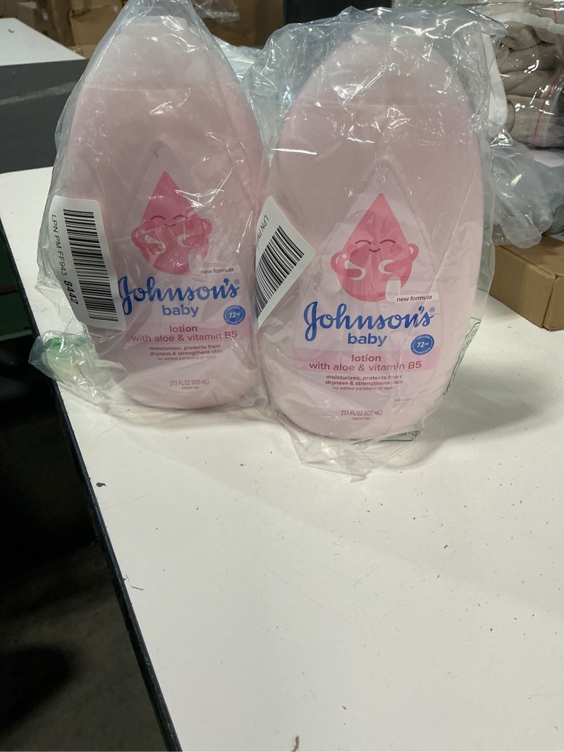 Condition photo showing New/Like New for Johnson's Moisturizing Mild Pink Baby Lotion with Coconut Oil for Delicate Baby Skin, Paraben-, Phthalate- & Dye-Free, Hypoallergenic & Dermatologist-Tested, Baby Skin Care, 27.1 Fl. Oz (Pack of 2) 27.1 Fl Oz (Pack of 2)