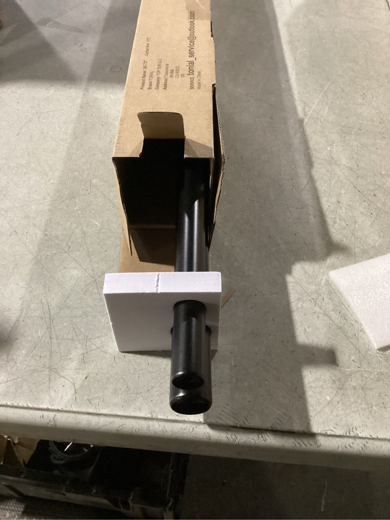 Condition photo showing Good Condition for TONIAL 1 Inch Double Curtain Rods 66 to 120 Inches (5.5 to 10ft), Heavy Duty Decorative Drapery Rod Telescoping Splicing Dual Rod with Small Cap Finial, Black Black 66-120"