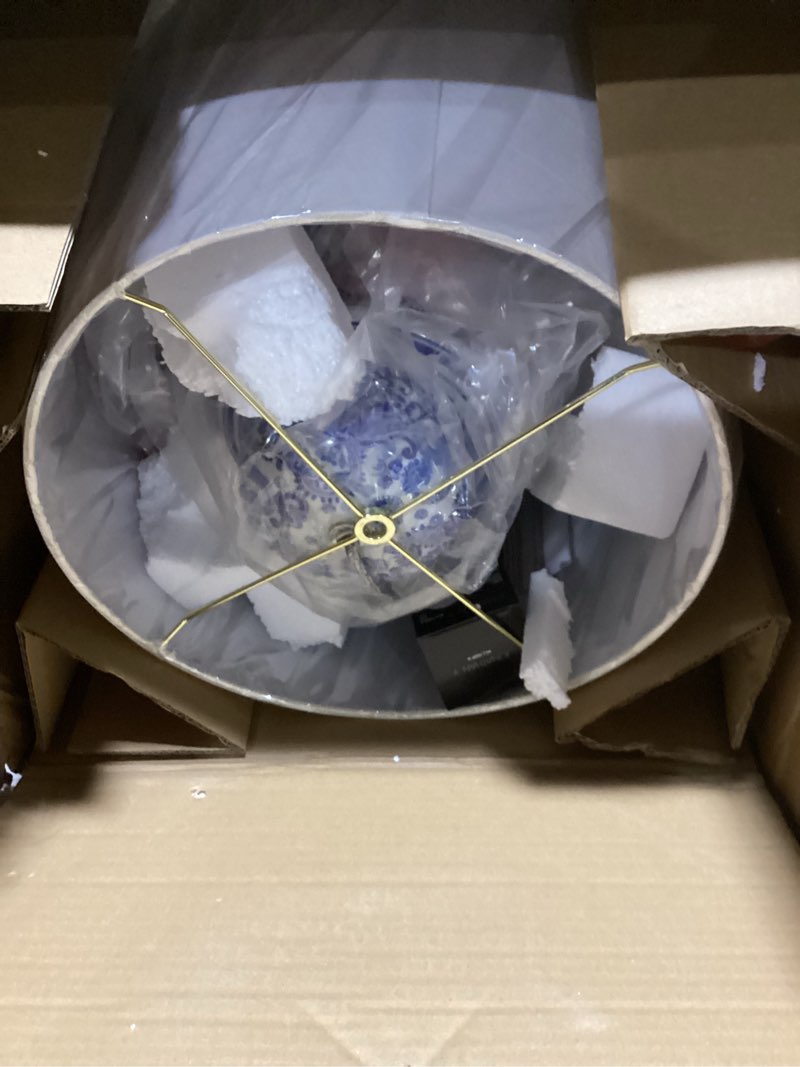 Condition photo showing Good Condition for JONATHAN Y JYL3008A Ellis 29.5" Ceramic LED Table Lamp Traditional Bedside Desk Nightstand Lamp for Bedroom Living Room Office College Bookcase LED Bulb Included, Blue/White