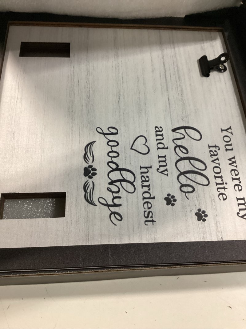 Condition photo showing New/Like New for dog memorial gifts for loss of dog, loss of dogs sympathy gift pet loss sympathy frame with collar holder, pet cat remembrance bereavement gift my hardest goodbye