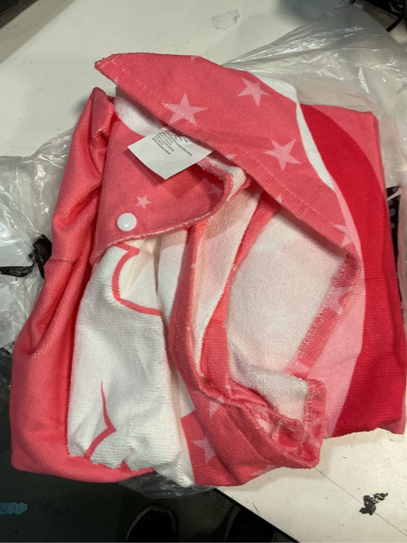 Condition photo showing Good Condition for joiedomi kids beach towels with hood for 3-10 years boys girls unicorn hooded toddler bath towel poncho absorbent quick dry soft microfiber swim robe with backpack lightweight 30"x30" for beach pool pink unicorn 30" x 30"