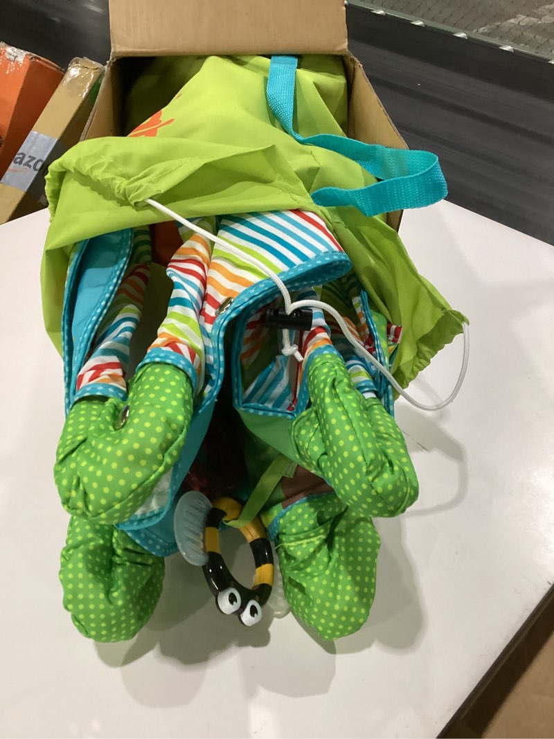 Condition photo showing Good Condition for bright starts pop 'n jump portable activity jumper, indoor/outdoor use, owl forest with 4 sensory toys, ages 6-12 months