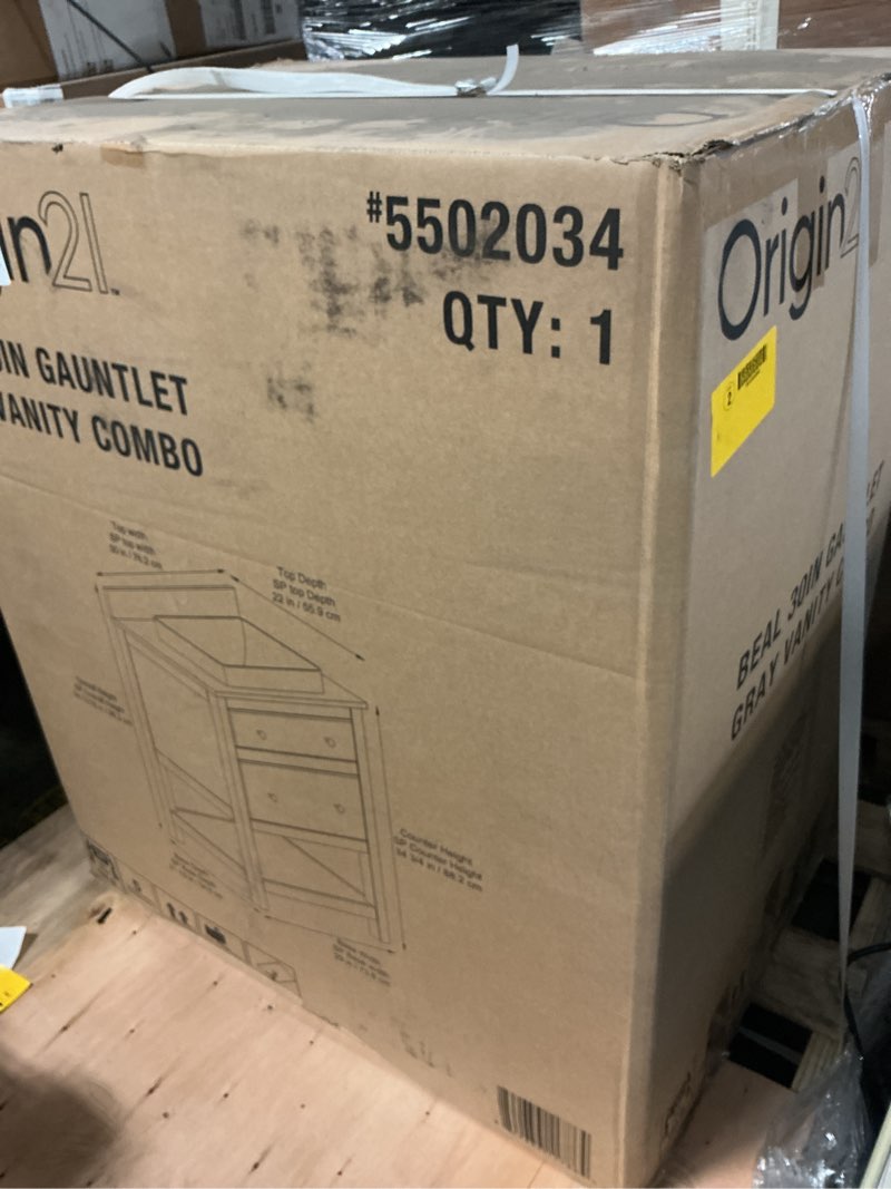 Condition photo showing Good Condition for origin 21 beal 30-in gauntlet gray semi-recessed single sink bathroom vanity with white engineered stone top