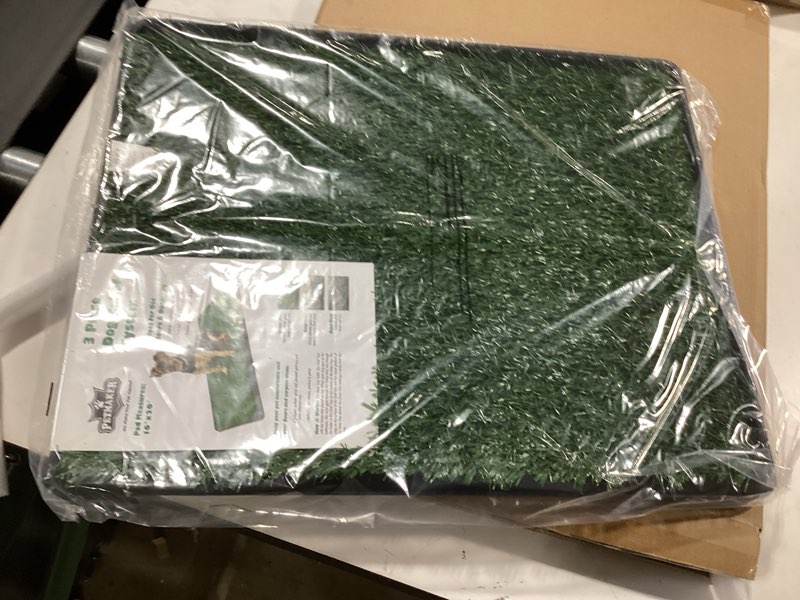 Condition photo showing Good Condition for artificial grass puppy pad with tray 16x20 inch | reusable indoor & outdoor dog potty training mat system | washable fake grass pet housebreaking pad for puppies & small to medium dogs by petmaker small 3-layer system