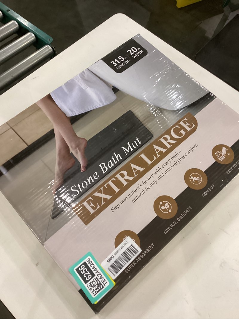 Condition photo showing New/Like New for Quick Dry Large Stone Bath Mat for Bathroom, 32" * 20" Water Absorbing Diatomaceous Earth Bath Mat, Non Slip Magic Absorbent Bathroom Floor Shower Mat Diatomite Stone Dying Bathmat, White 1'8" x 2'8" (Rectangular) White - B