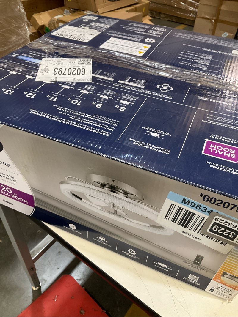 Condition photo showing As Is for  harbor breeze brookshore 20-in chrome with clear blades flush mount fandelier ceiling fan