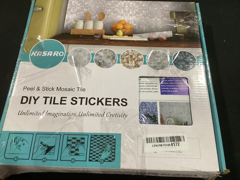 Condition photo showing Good Condition for KASARO Peel and Stick Backsplash, Mother of Pearl Mosaic Shell Tiles, Self-Adhesive Wall Tile for Ki