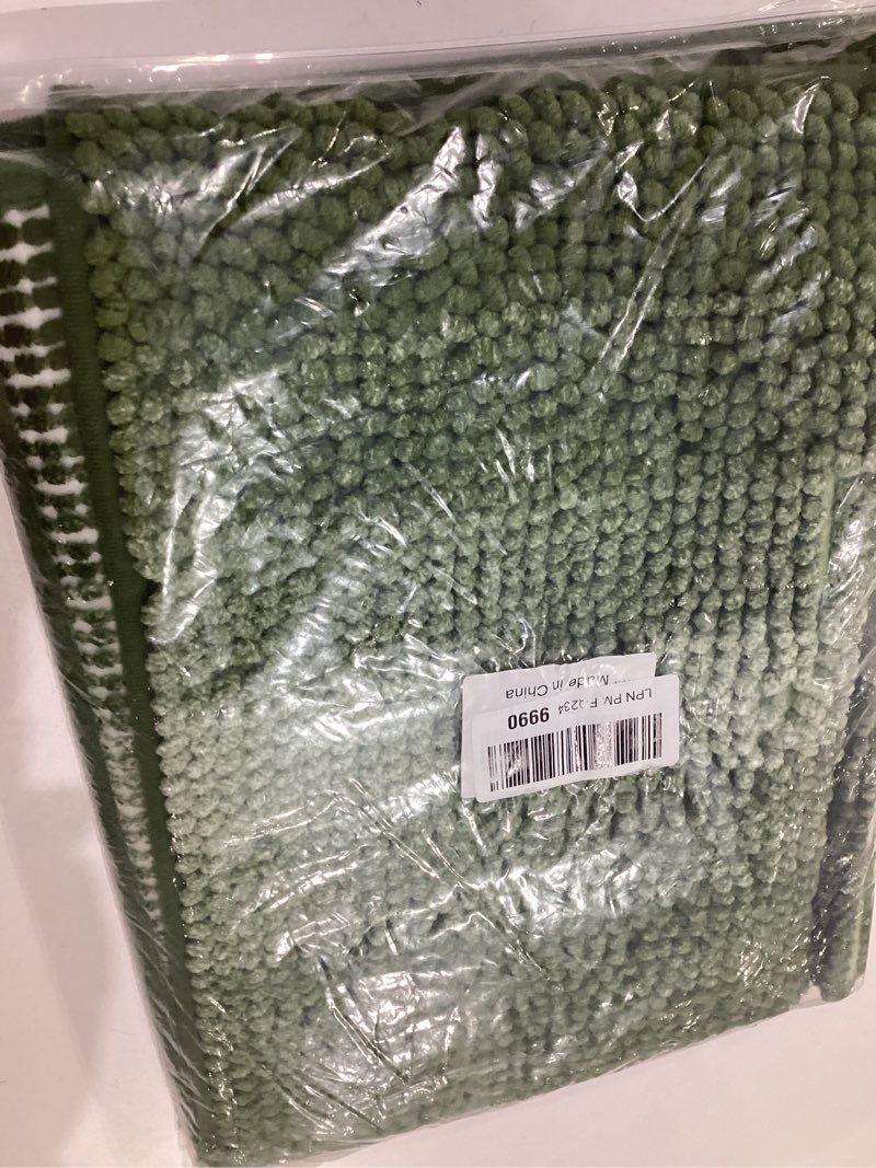Condition photo showing Good Condition for gibelle green bathroom rug set 2 piece, chenille non slip bath mat set, absorbent shower rug and bath room floor mats, quick dry bathmat bathroom decor accessories for tub, 16" x 24" green 16" x 24" (2pcs)