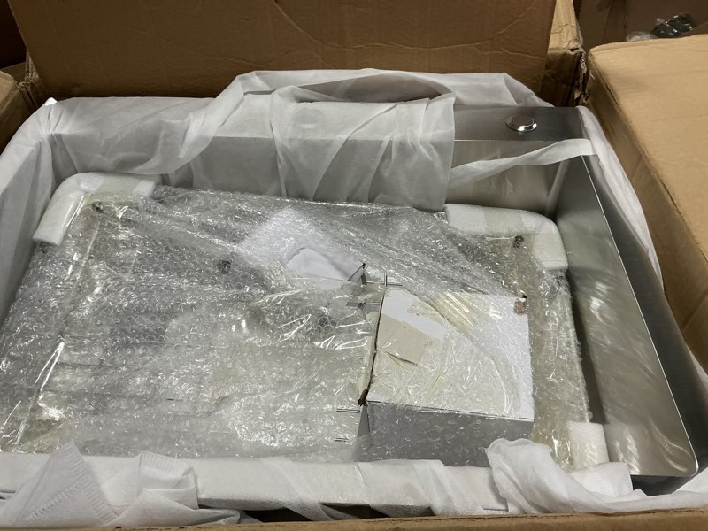 Condition photo showing Good Condition for hotis 24 x 18 inch drop in kitchen sink, overmount 304 stainless steel rv laundry utility sink, topmount extra-thick 16 gauge brushed nickel single bowl sink with dish grid & drain brushed nickel 24x18 inch drop in sink