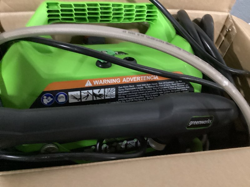 Condition photo showing New/Like New for greenworks 1800 psi 1.2-gpm cold water electric pressure washer with 2 spray tips