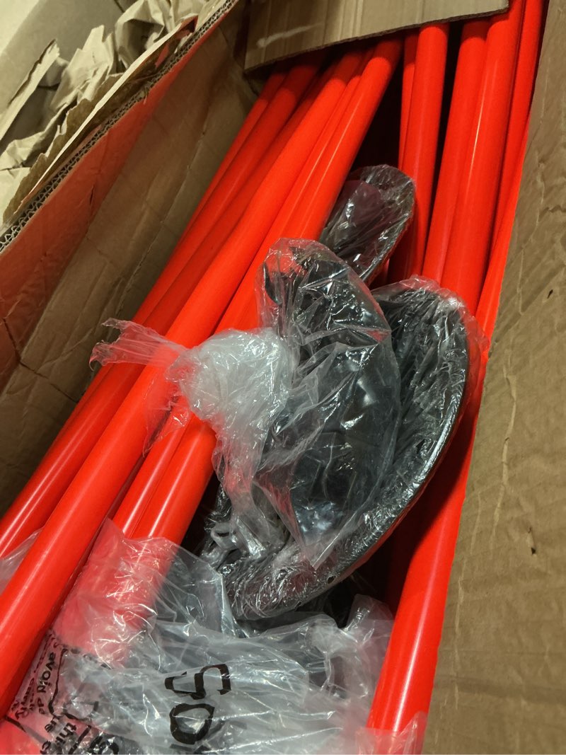 Condition photo showing As Is for Orange Adjustable Height Agility Hurdle Set Multi-Function Soccer Trainning Pole Set Coaching Sticks with Rubber Base 4.9 FT Pack of 6