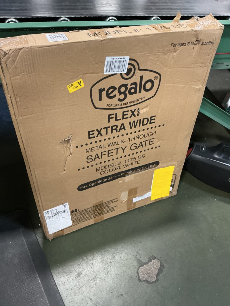 Condition photo showing New/Like New for Regalo 76 Inch Super Wide Configurable Baby Gate, Includes 4 Pack of Wall Mounts and Hardware 28-76"W x 30"H White