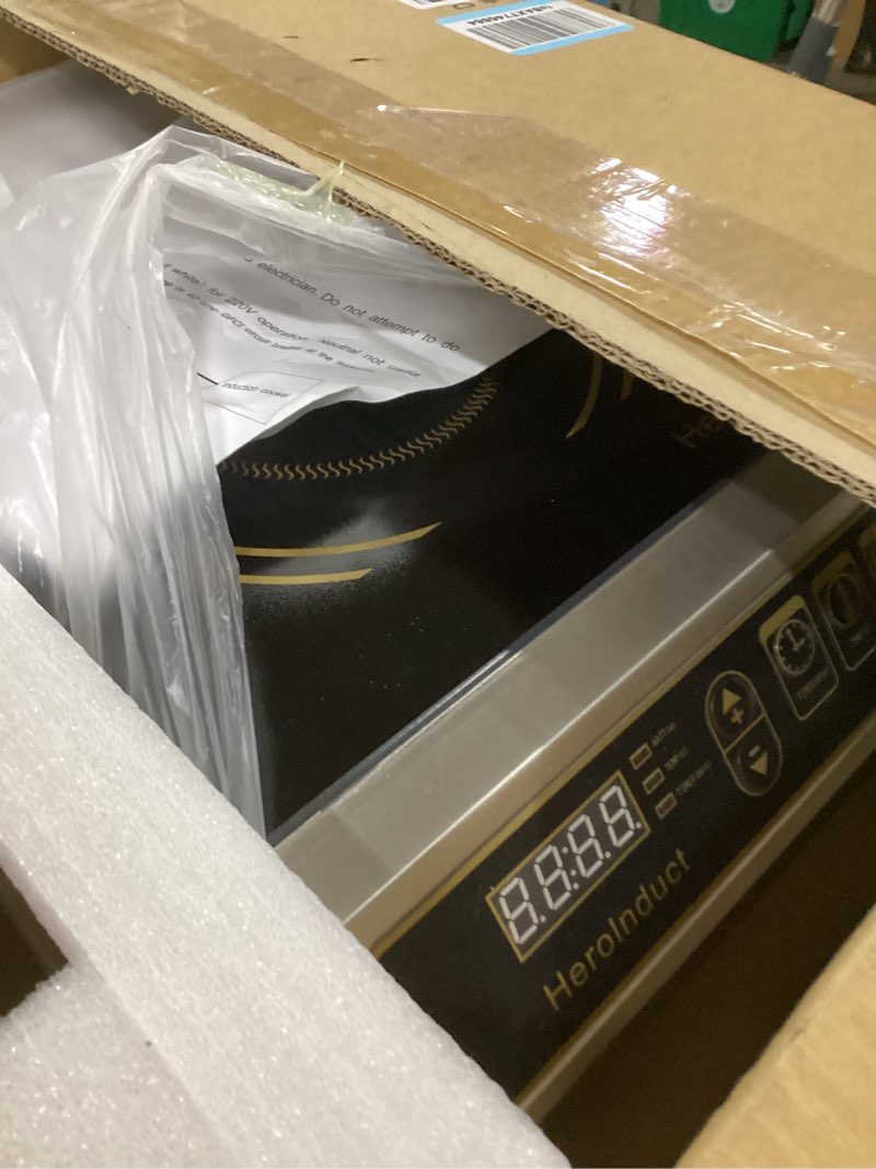 Condition photo showing As Is for Portable Induction Cooktop 208-240V 3500W Commercial Range Countertop Burner Dual IGBT Modules 8 Heating Level Timer Sensor Push-Button Premium Stainless Steel Housing Ceramic Glass?Black?