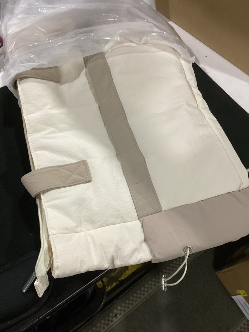Condition photo showing Good Condition for tote bag for women, puffer color-block work bags with zipper, lightweight shoulder bag for laptop daily travel beige-khaki