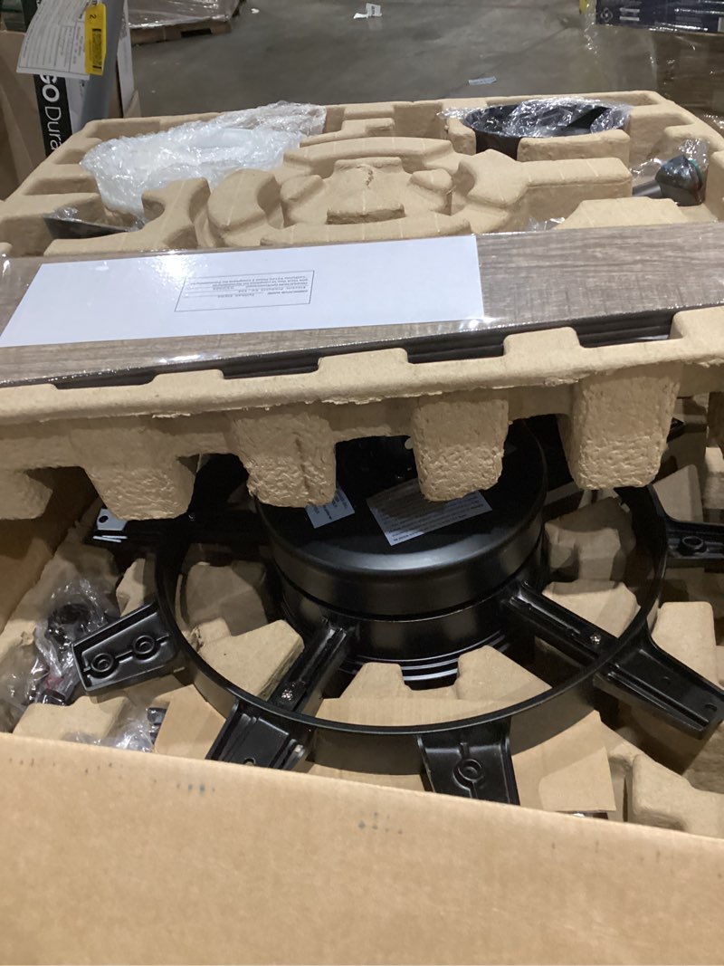 Condition photo showing Good Condition for harbor breeze henderson 60-in integrated led matte black with rustic weathered oak blades ceiling fan with light - remote included ( 10 -blade )